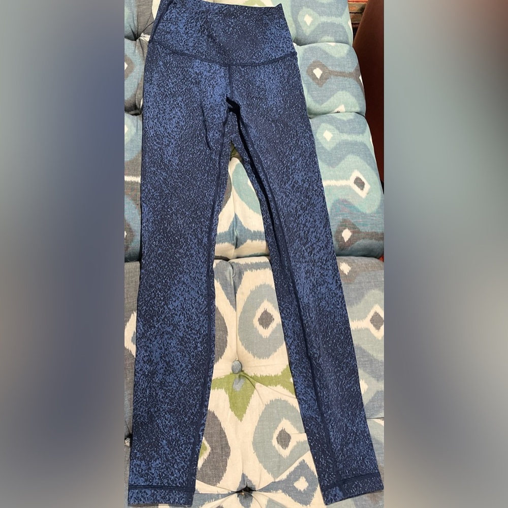 Lululemon blue and black galaxy print leggings.